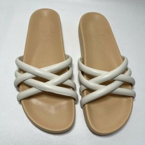 J. Crew White Leather Slides Sandals Womens Size 10 Style AY424